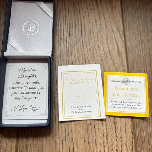 Diamond Sterling Silver ‘Always My Daughter’ Pendant Necklace NEW in box - Picture 8 of 11